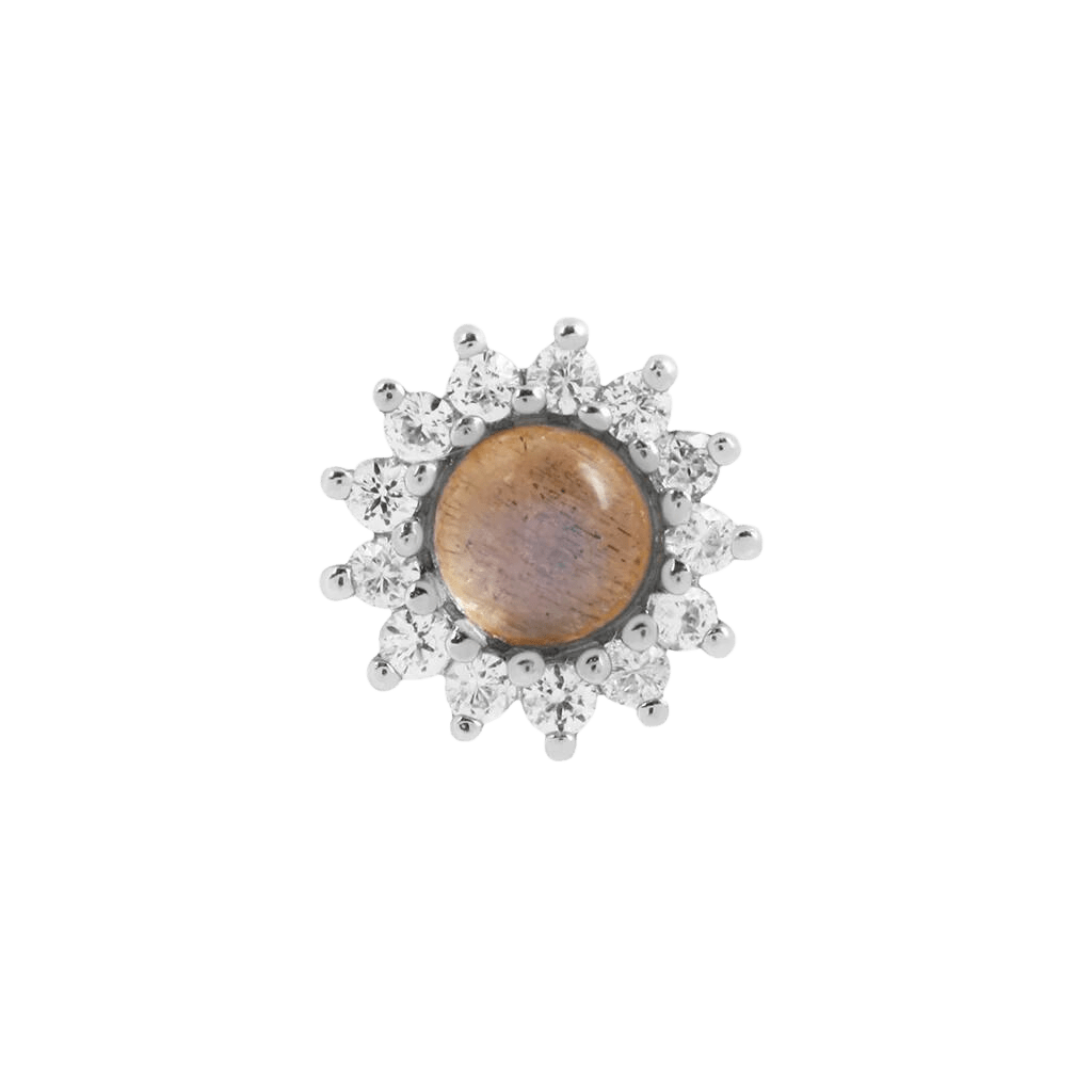 Delphine – 14K Gold Labradorite & White Sapphire Threadless End