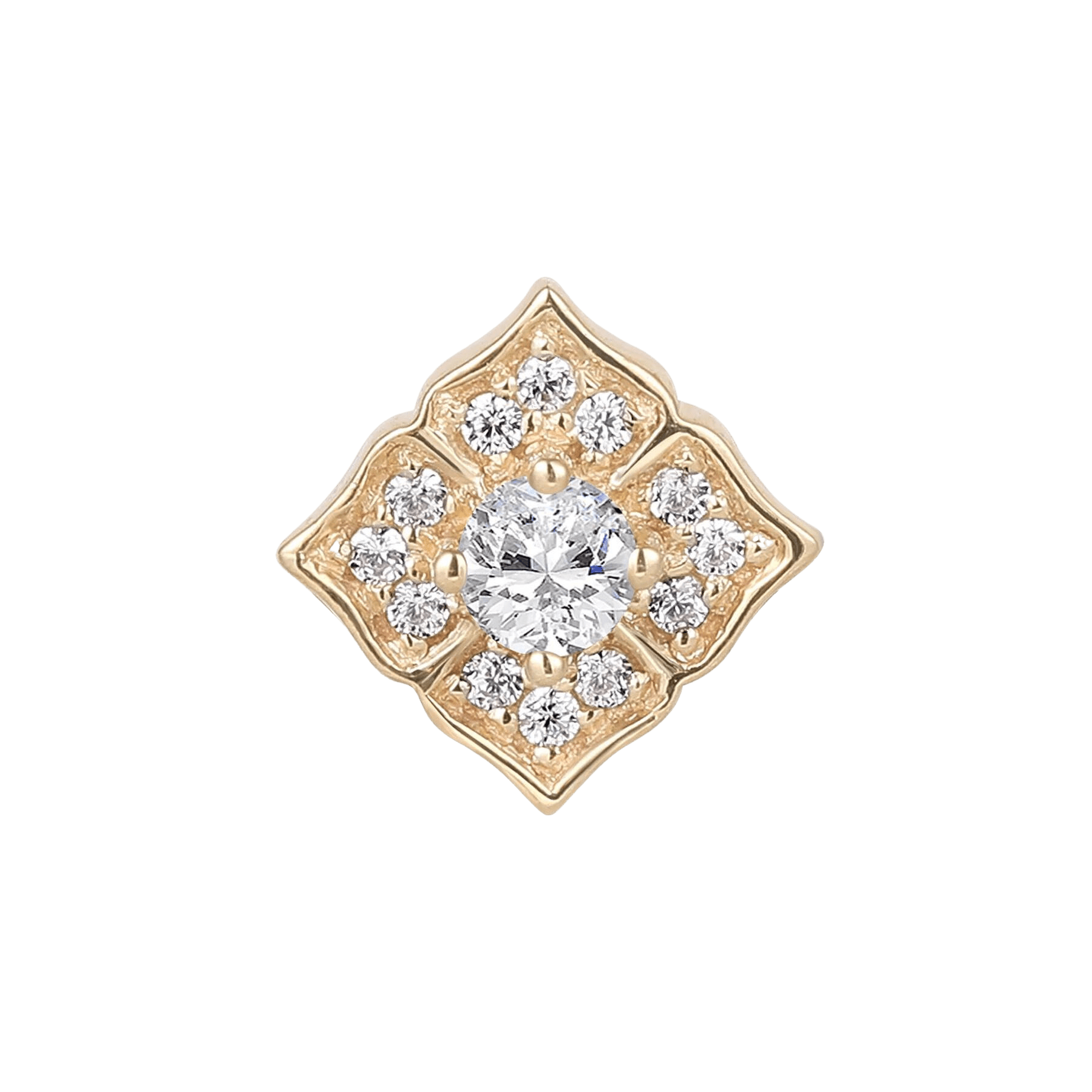 Grace – CZ – 14K Gold Threadless End