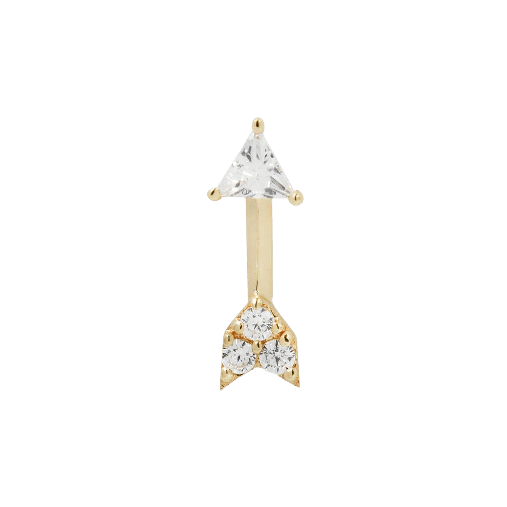 Zandra CZ Arrow – 14K Gold Threadless End