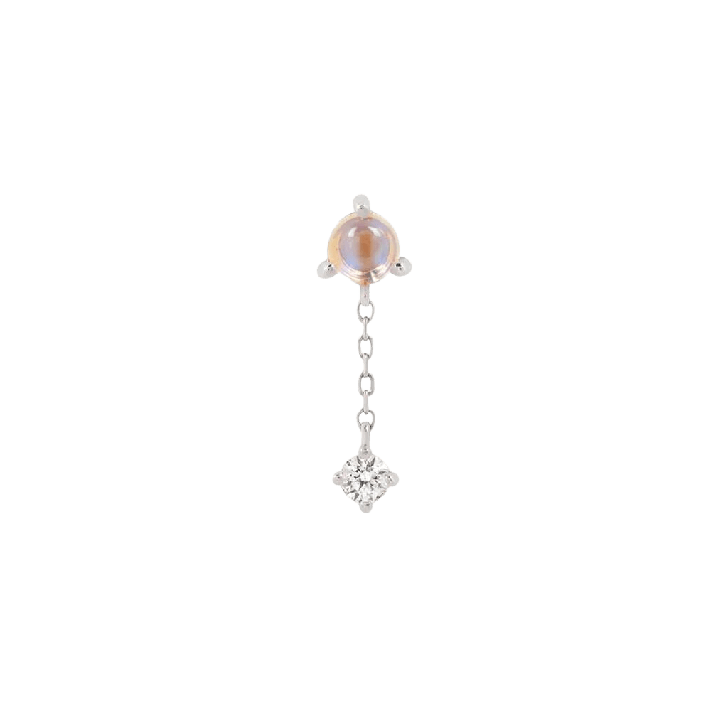 Bianca – 14K Gold Moonstone & White Sapphire Threadless End