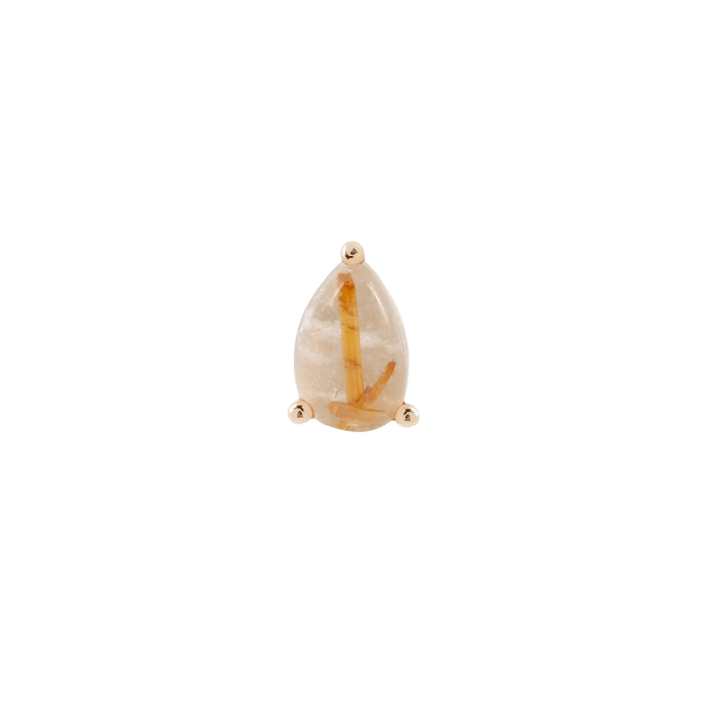 Rutilated Quartz Pear - Threadless End