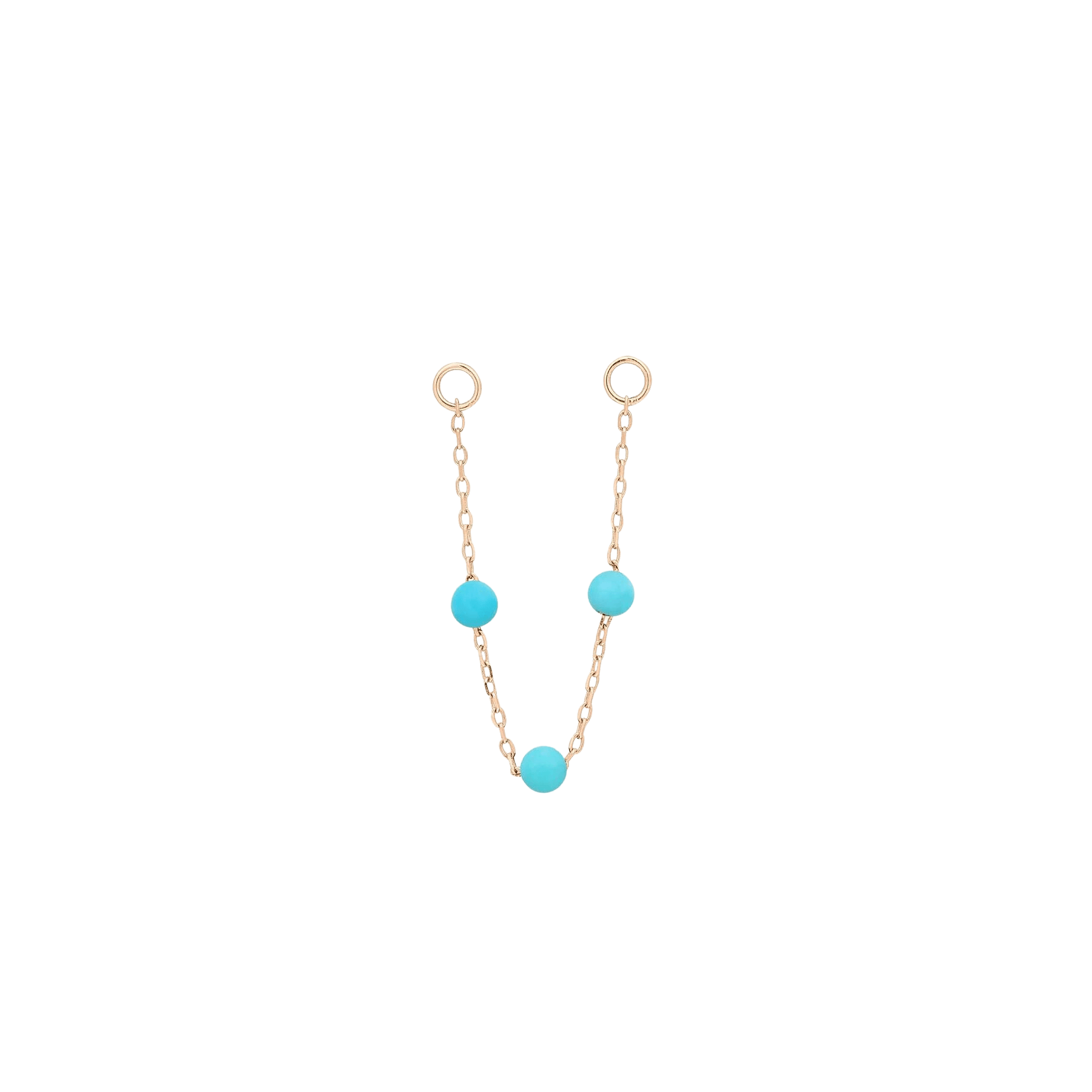 3 Bead Turquoise Chain – 14K Gold & Genuine Turquoise Dangle
