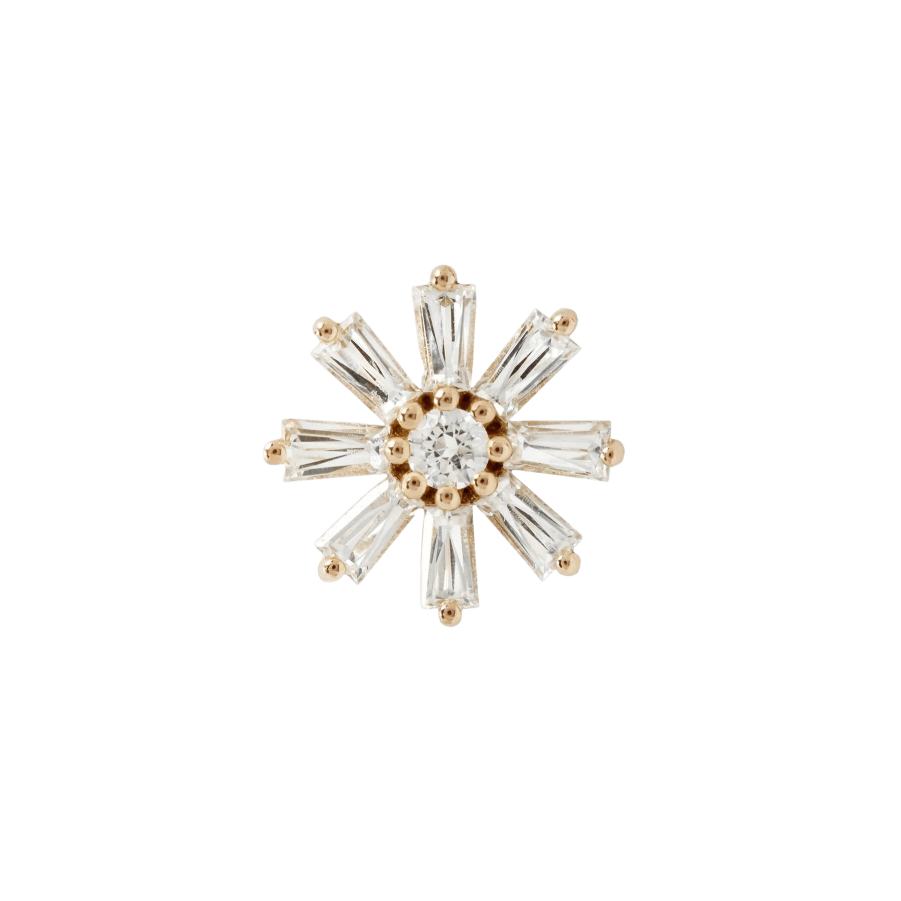 Deliah Baguette Flower - Cz - Threadless End