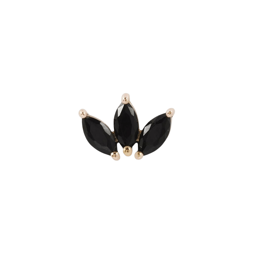 Black Spinel Marquise Fan on Moet End – Dark Gem Close-Up

