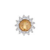 DELPHINE - RUTILATED QUARTZ + WHITE SAPPHIRE - THREADLESS END piercing-zone.com