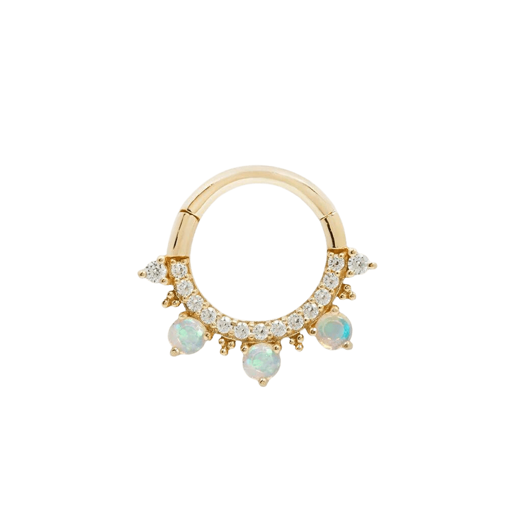 GIGI - CZ + OPAL - SOLID 14KT GOLD CLICKER piercing-zone.com