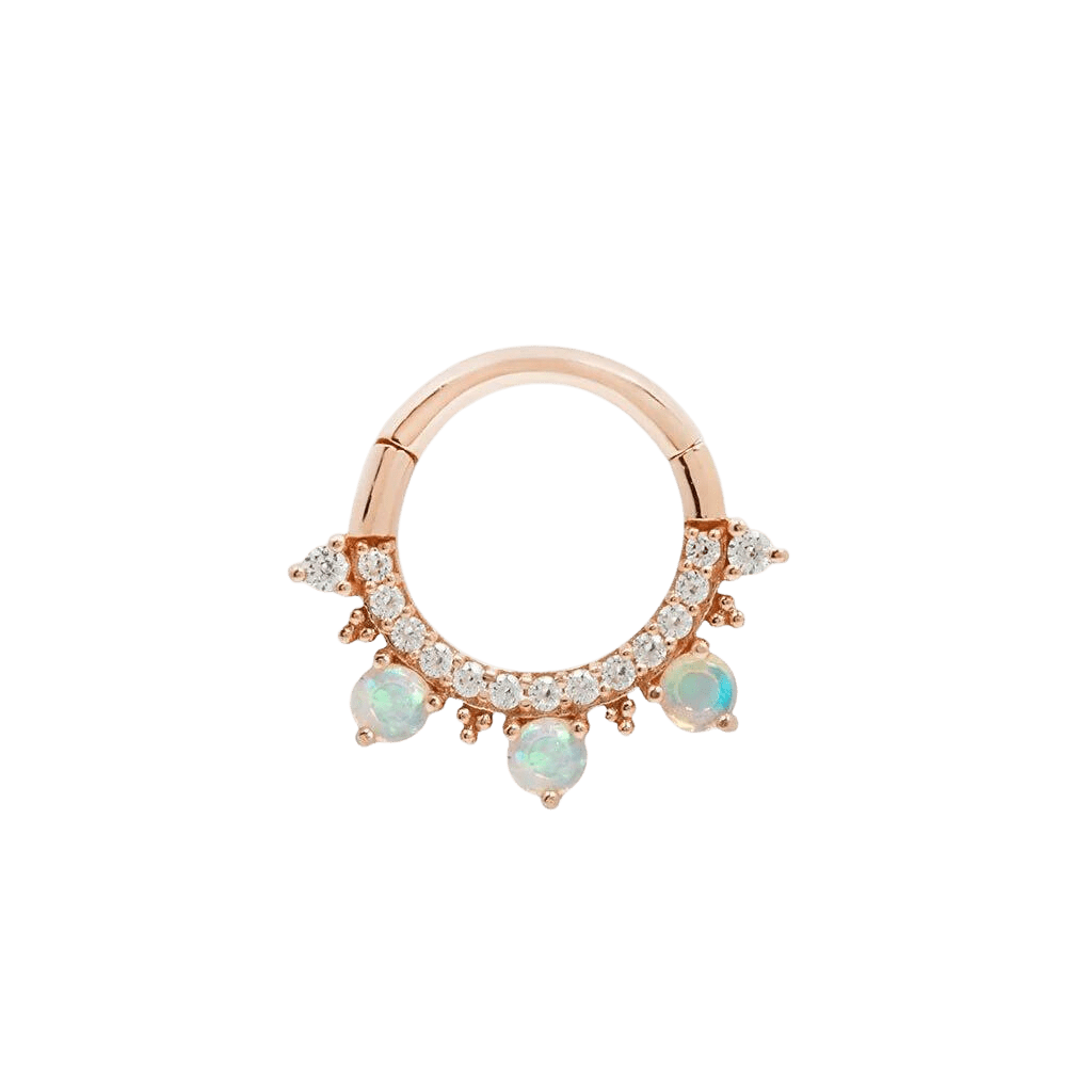GIGI - CZ + OPAL - SOLID 14KT GOLD CLICKER piercing-zone.com