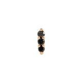 Mishka Prong 3 14K Gold Threadless End with Triple Black Diamonds – Front View

