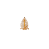 Rose Gold Rutilated Quartz Pear in Lobe Piercing – Warm Hue

