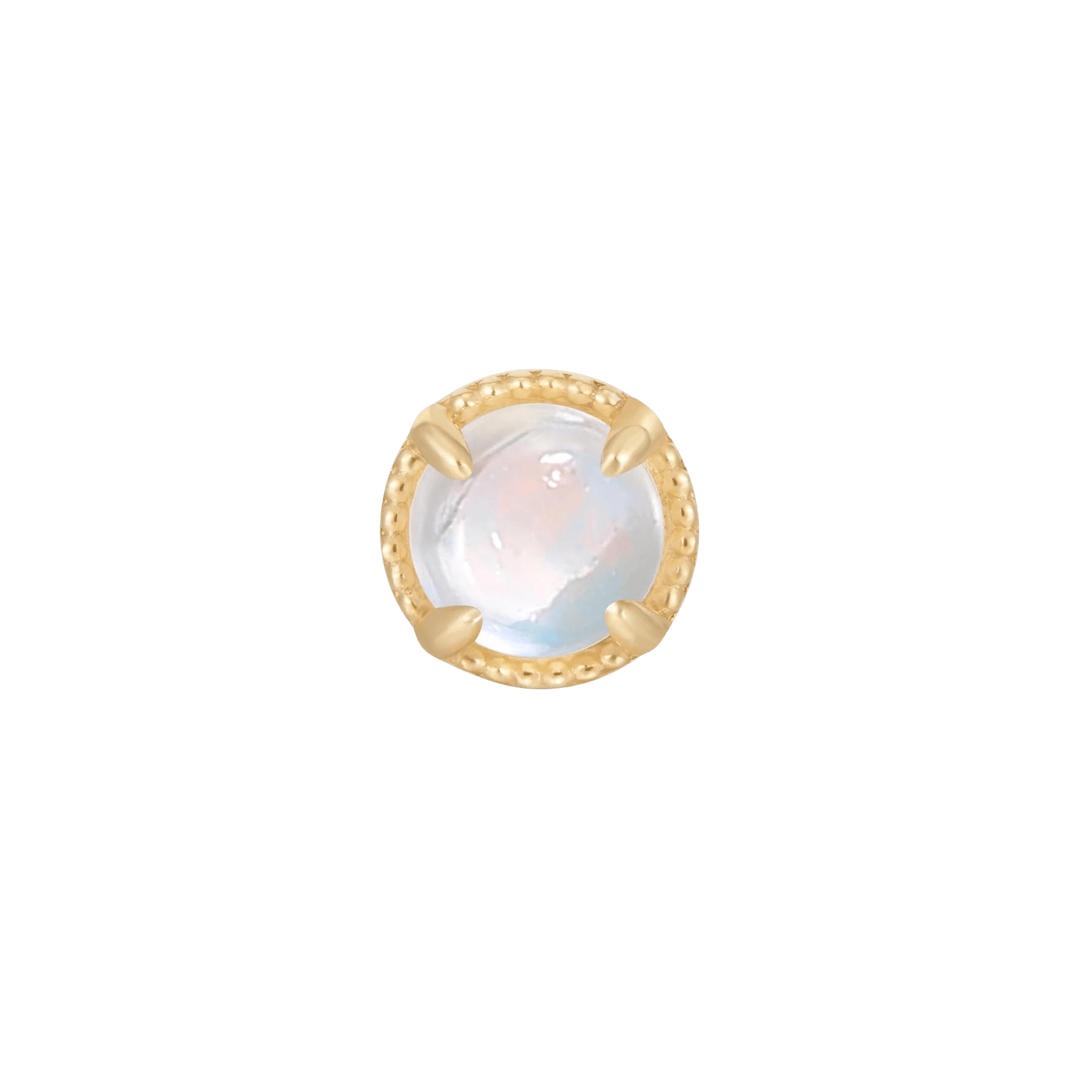 Manifest Threadless End – 14K Gold Rainbow Moonstone