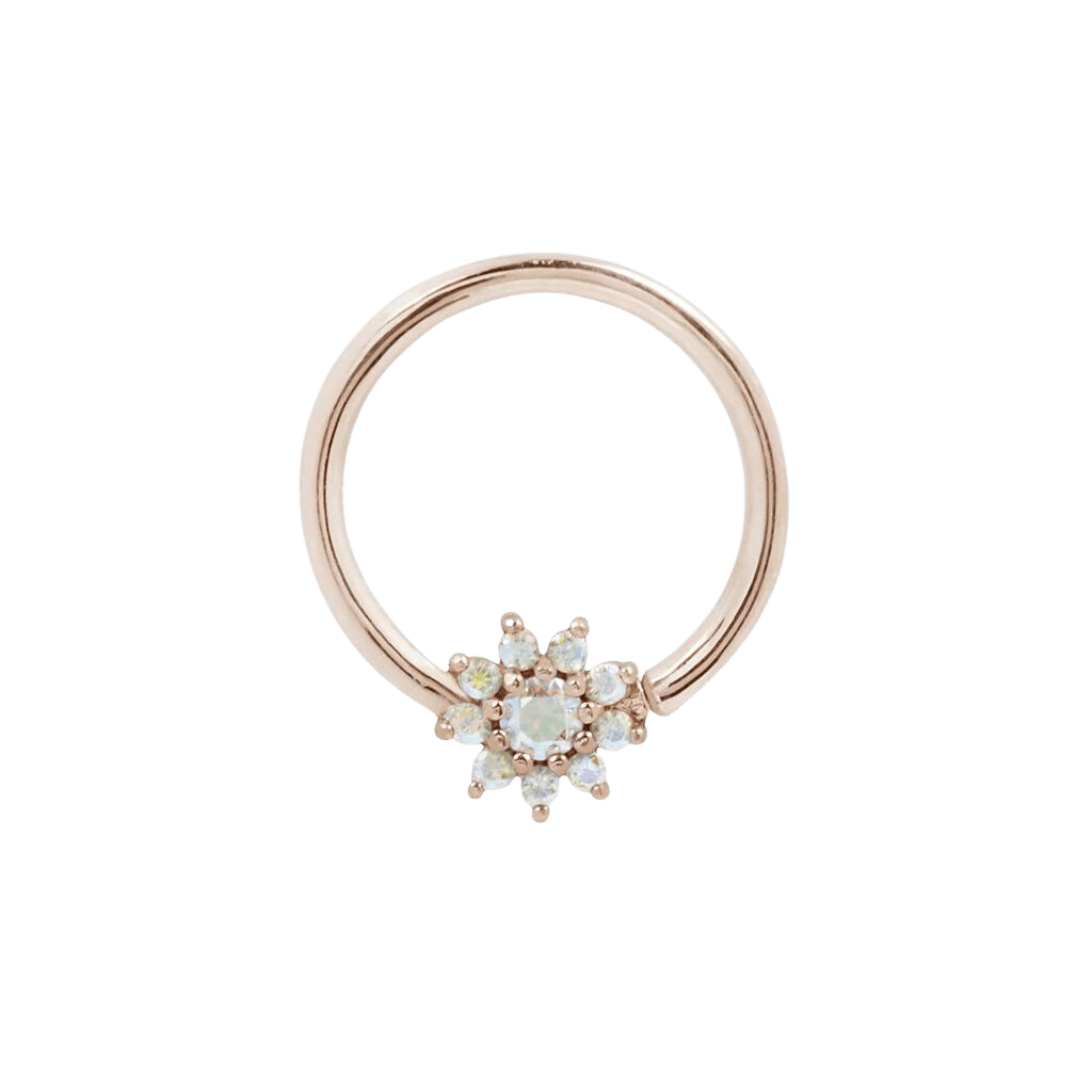 Eloise – 14K Gold Mercury Mist Topaz Flower Seamless Ring