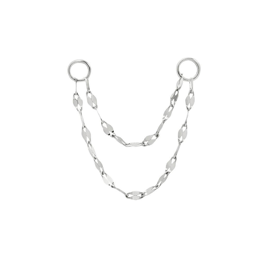 Double Tile Chain – 14K Gold Dual-Length Piercing Accent