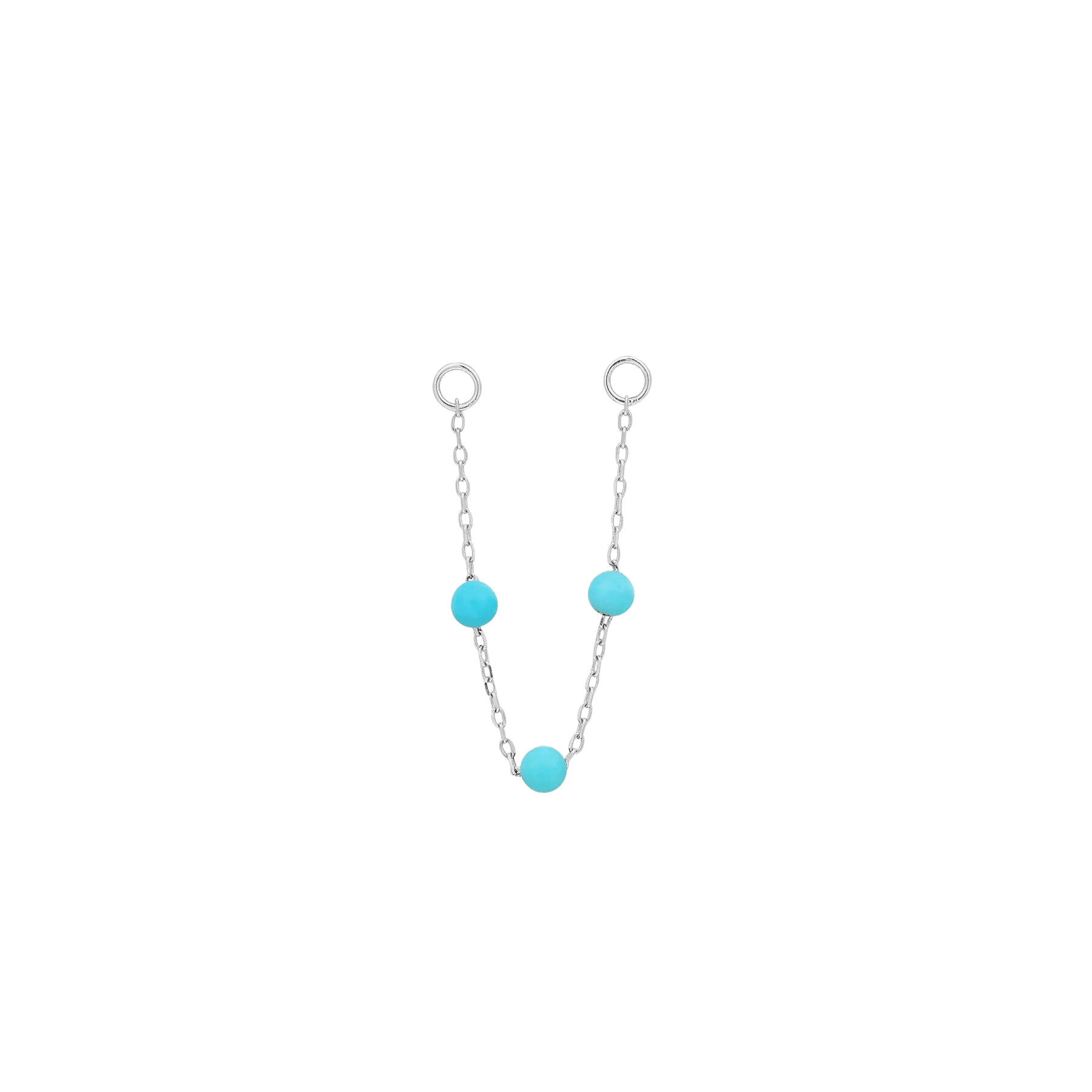 3 Bead Turquoise Chain – 14K Gold & Genuine Turquoise Dangle