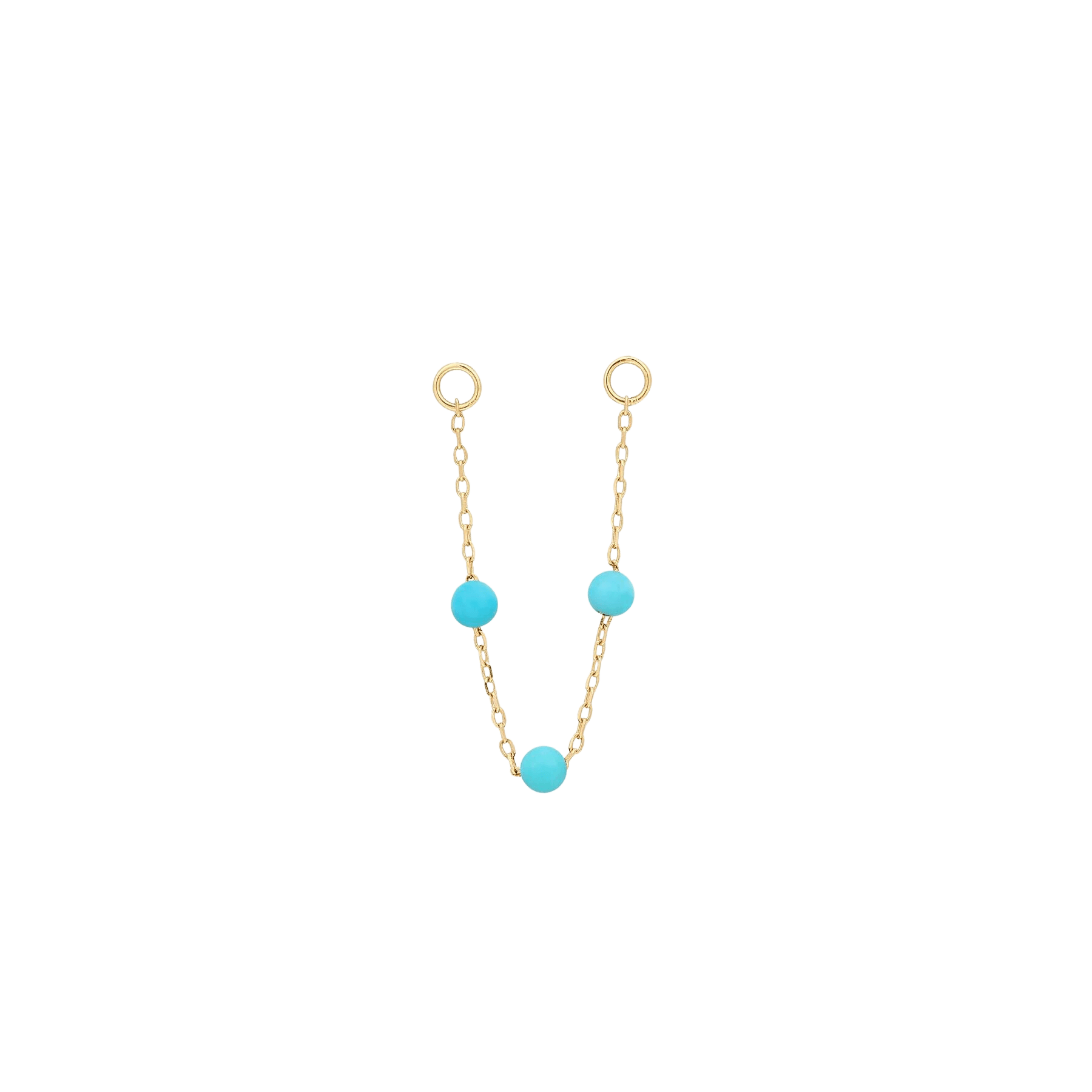 3 Bead Turquoise Chain – 14K Gold & Genuine Turquoise Dangle