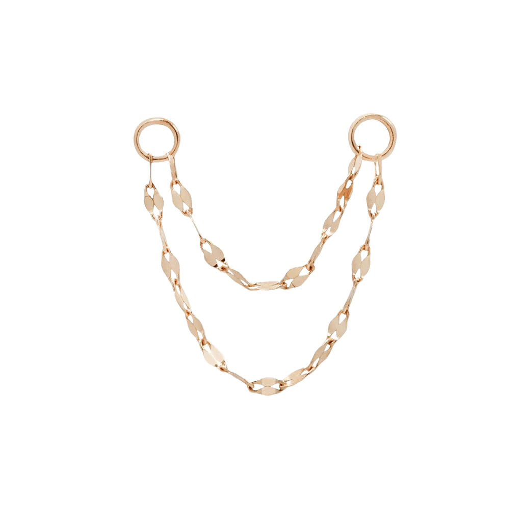 Double Tile Chain – 14K Gold Dual-Length Piercing Accent