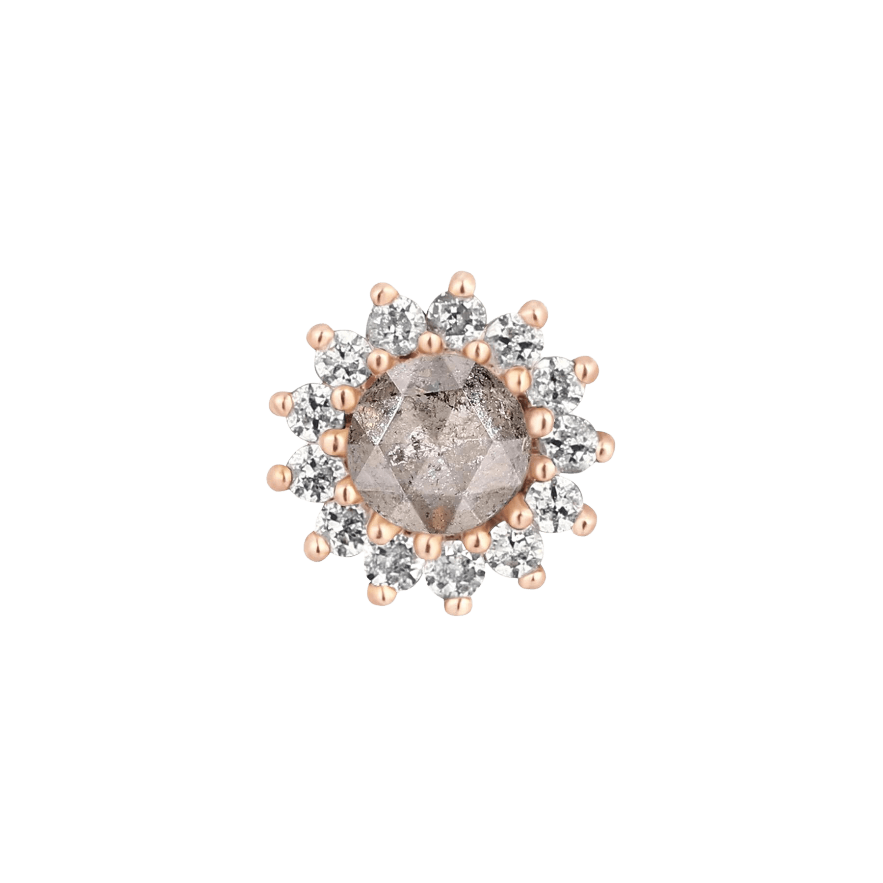 Delphine – 14K Gold Grey Diamond & White Sapphire Threadless End