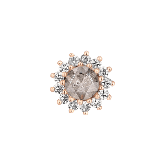 Delphine - Grauer Diamant + Weißer Saphir - Fadenloses Ende 