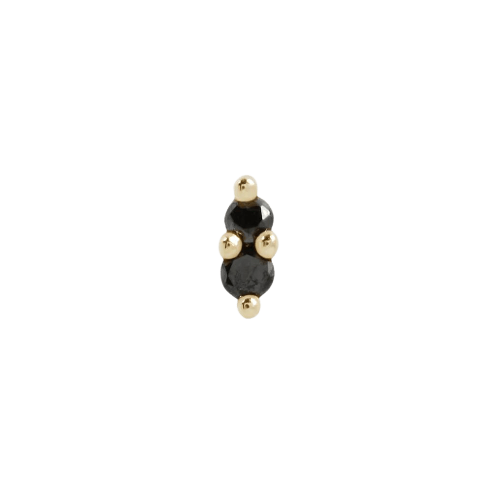 Mishka 2 – Black Diamond – Threadless End – 14K Gold
