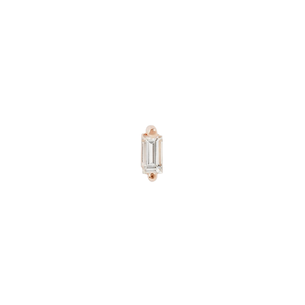 Paris - White Topaz Baguette - 14K Gold Threadless End