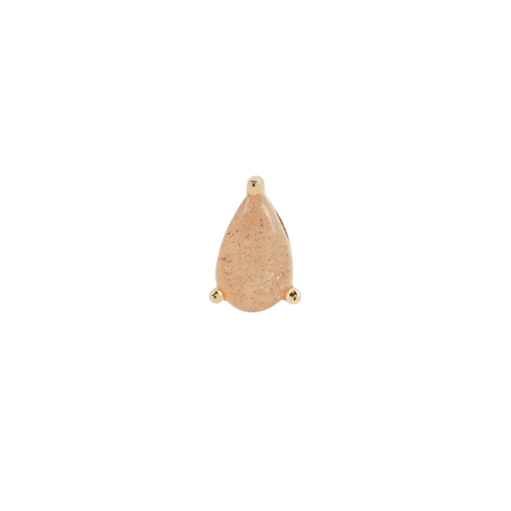 Sunstone Pear – 14K Gold Threadless End