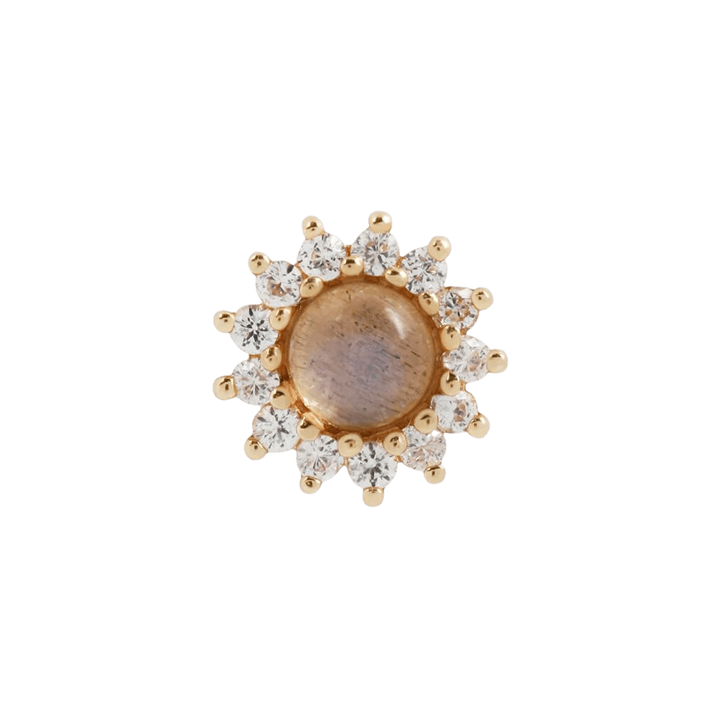 Delphine – 14K Gold Labradorite & White Sapphire Threadless End