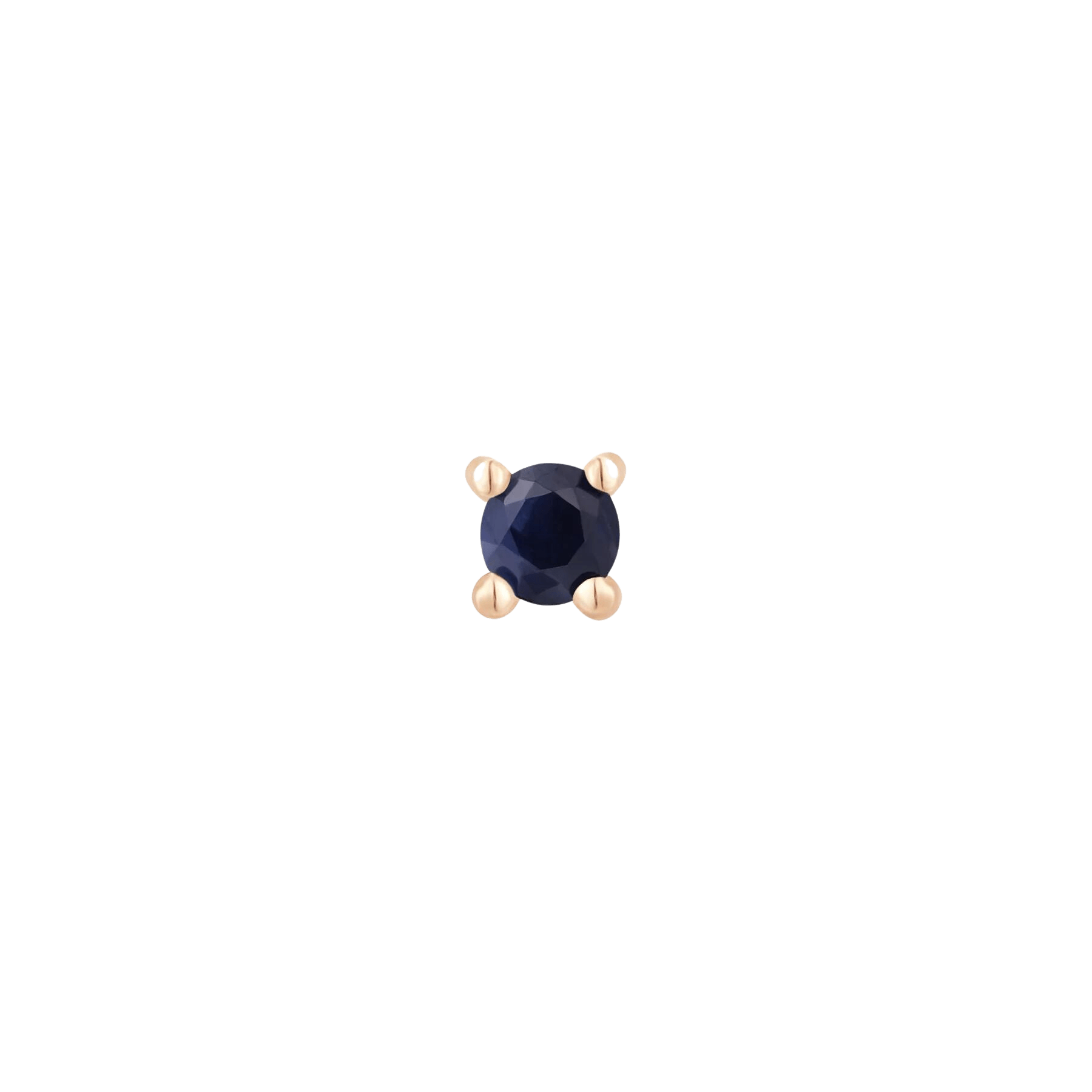 Blue Sapphire Prong – 14K Gold Threadless End