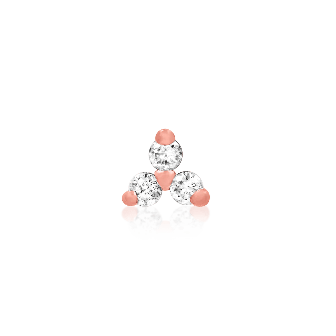 Trinity CZ – 14K Gold & CZ Threadless End