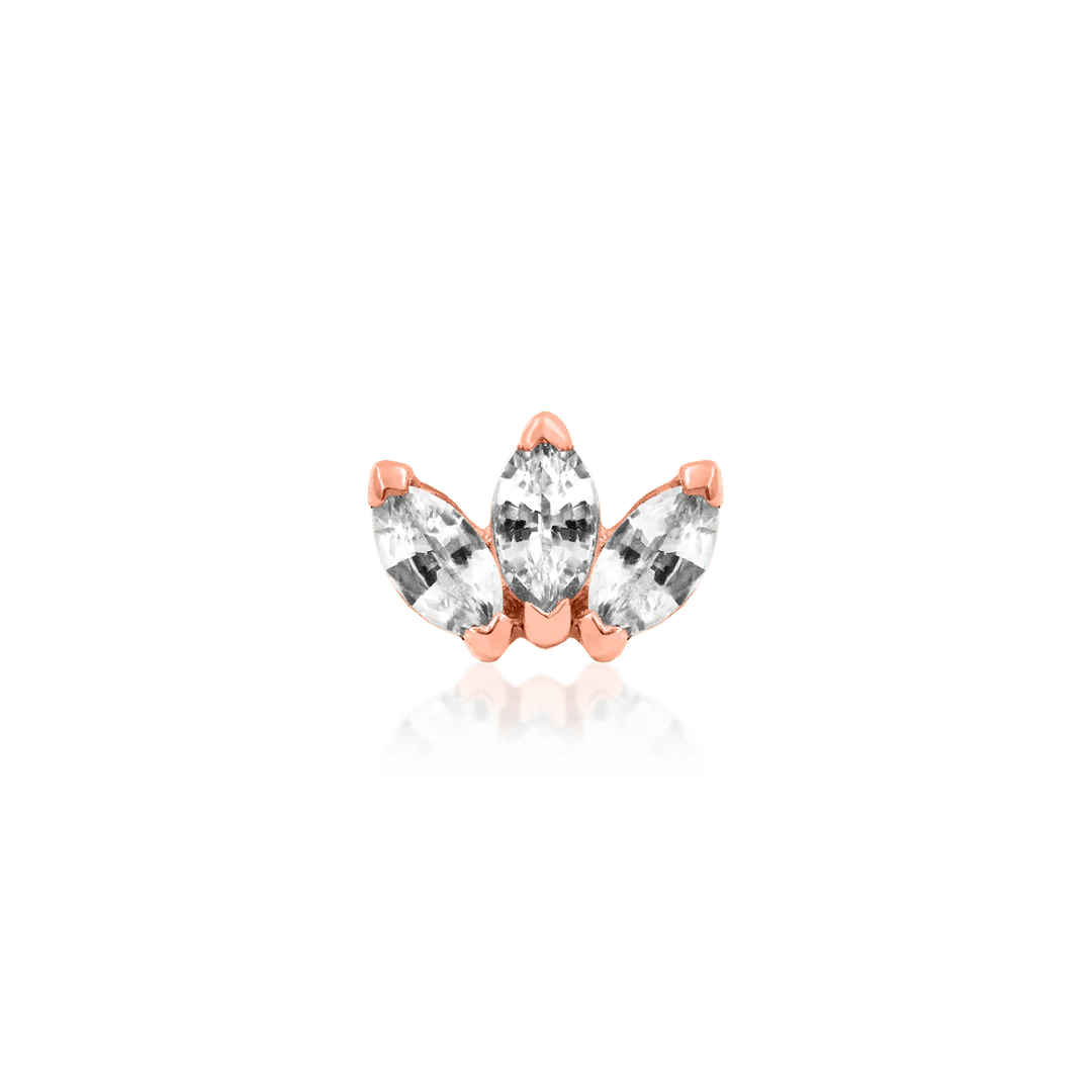 Triple Marquise Cz Threadless -14K Gold
