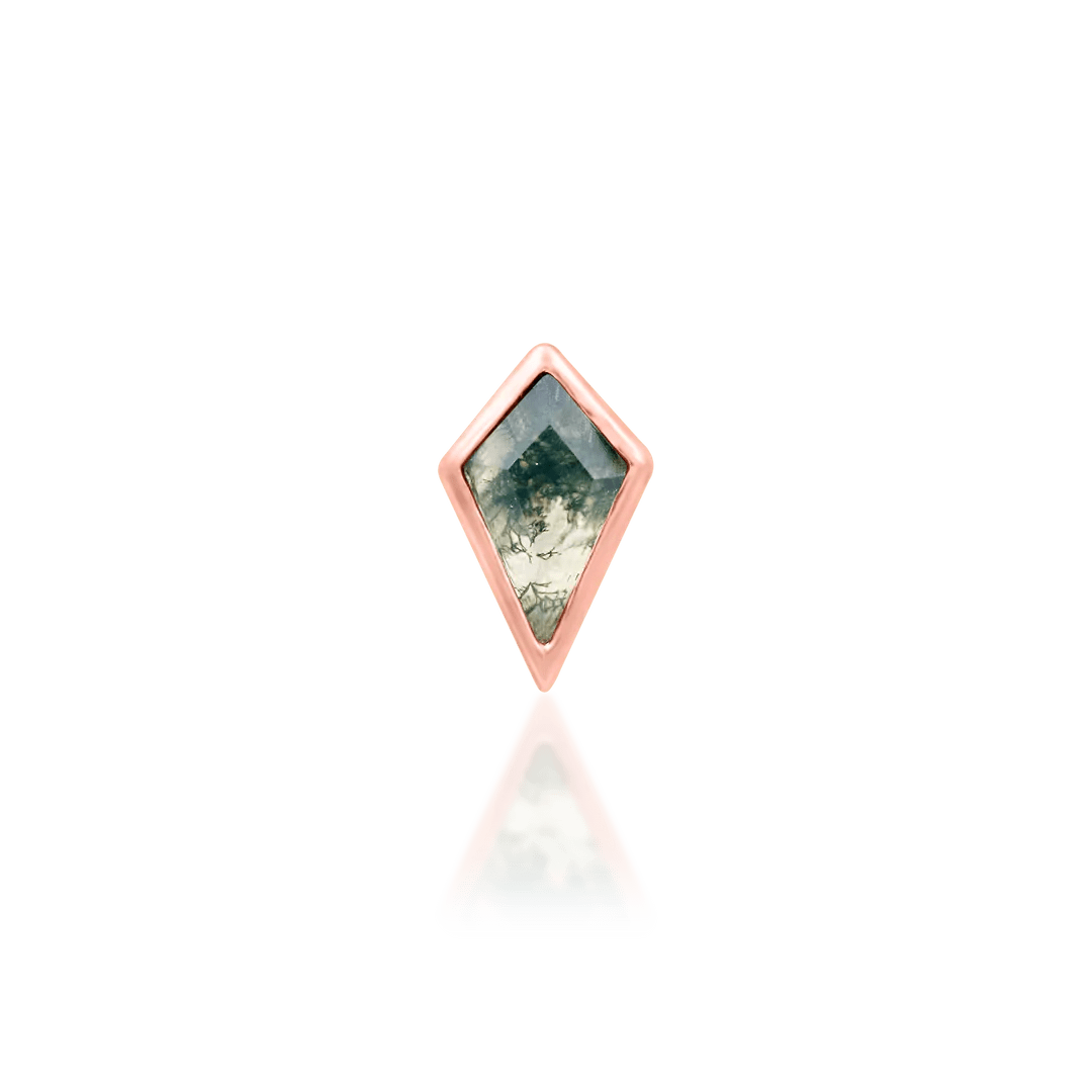 Unice II – 14K Gold & Moss Agate Threadless End