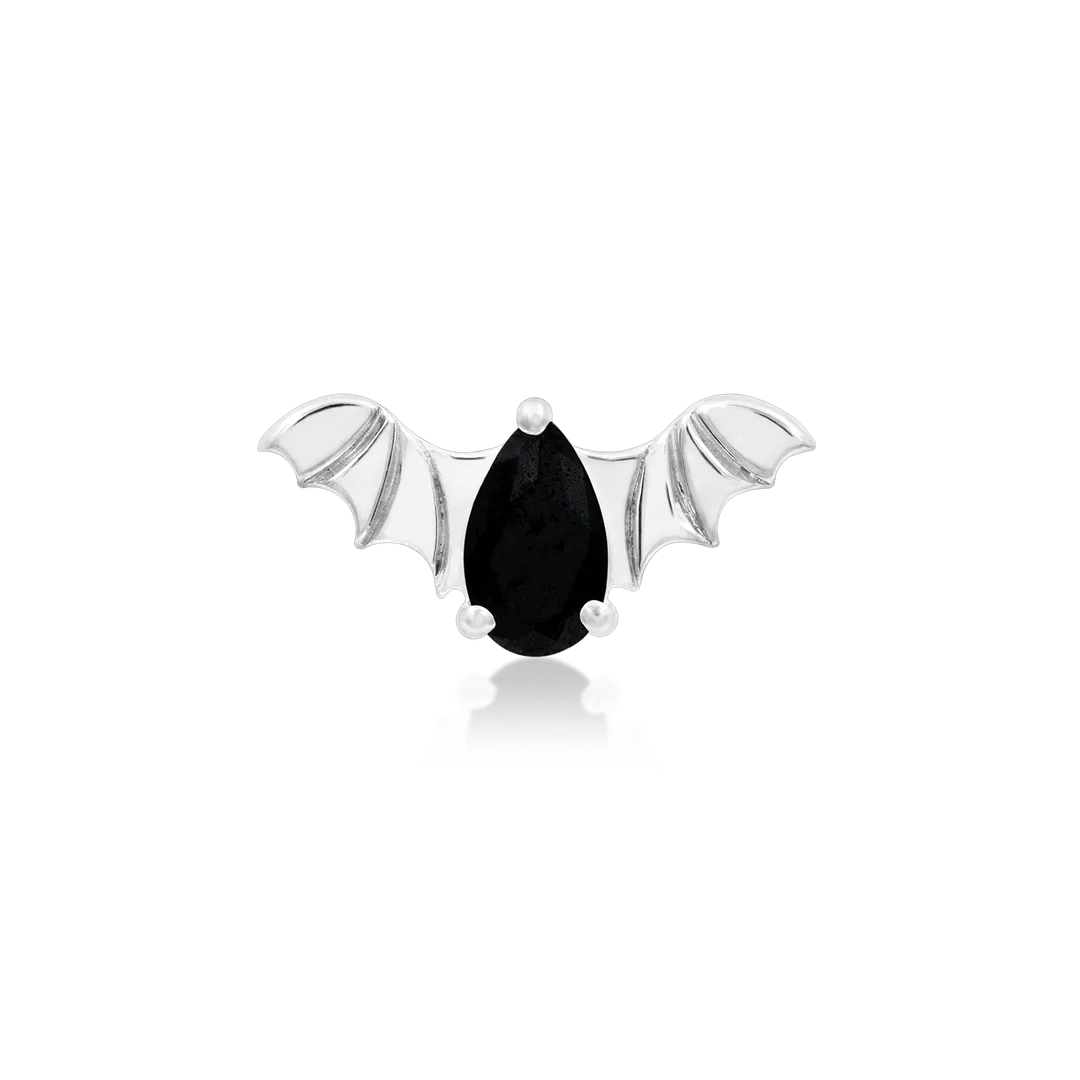 Bat With Black Cz 14K Gold - Threadless End