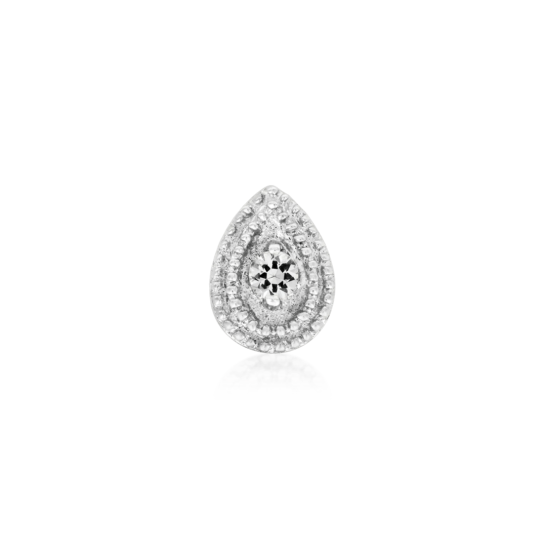 Pear Cz Double Millgrain-14K Gold