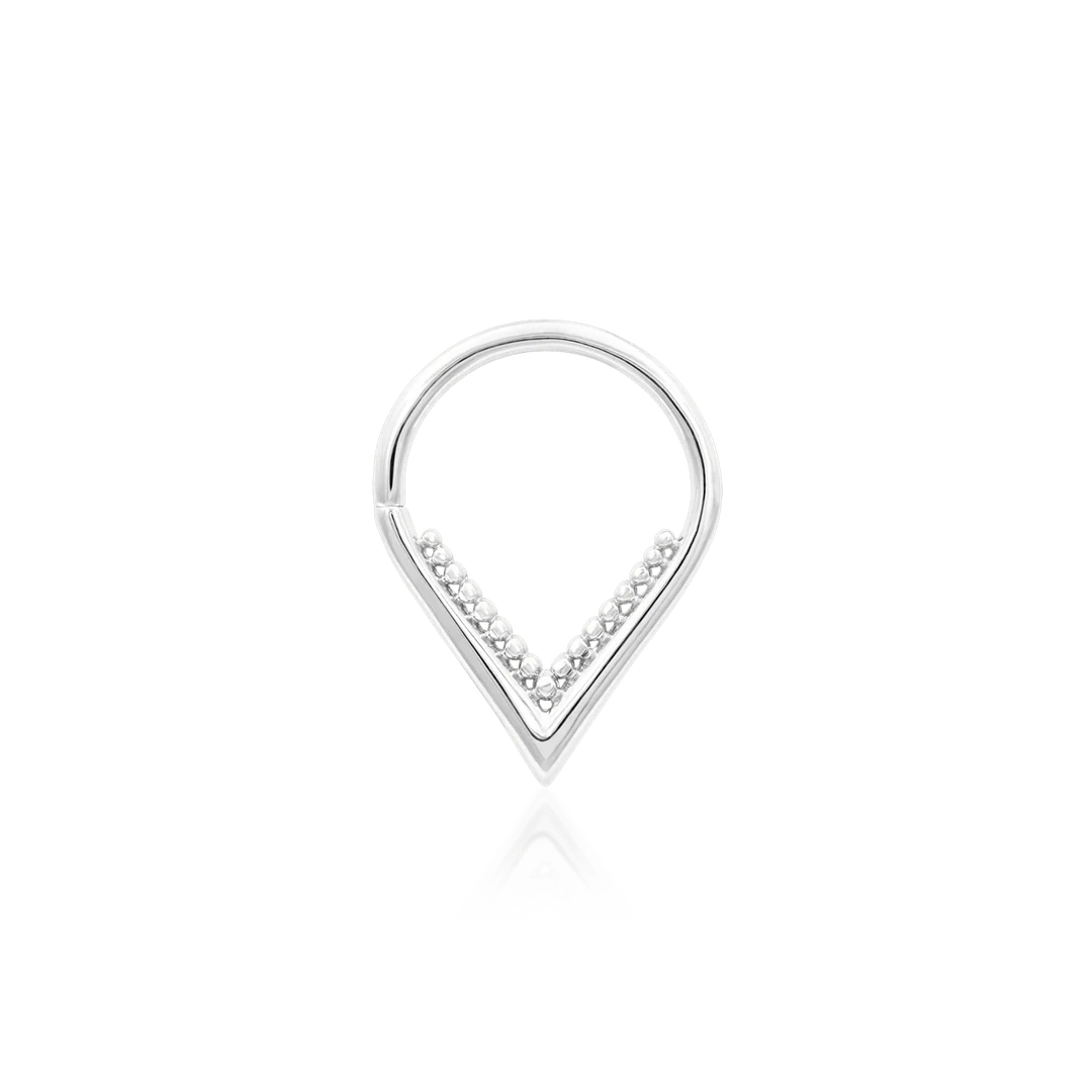 Penny Seam Ring – 14K Gold Beaded V-Shaped Piercing Ring