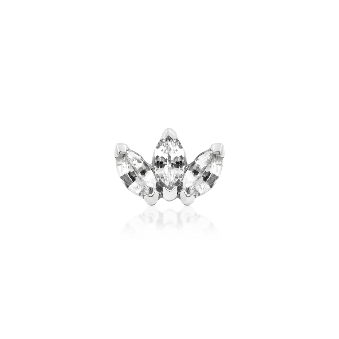 Triple Marquise Cz Threadless -14K Gold