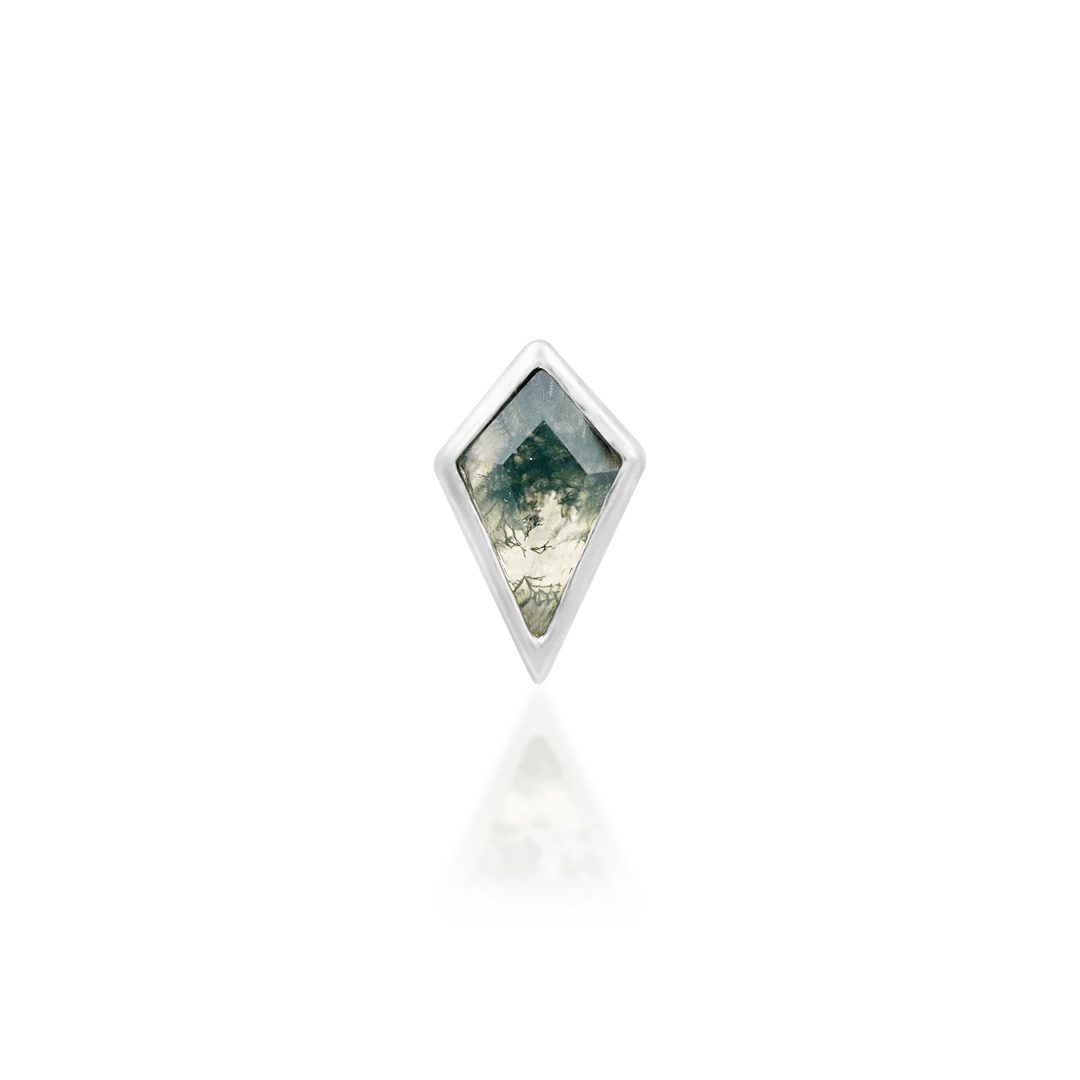 Unice II – 14K Gold & Moss Agate Threadless End