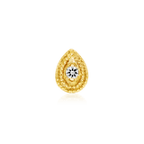 Pear CZ Double Millgrain – 14K Gold & CZ Threadless End