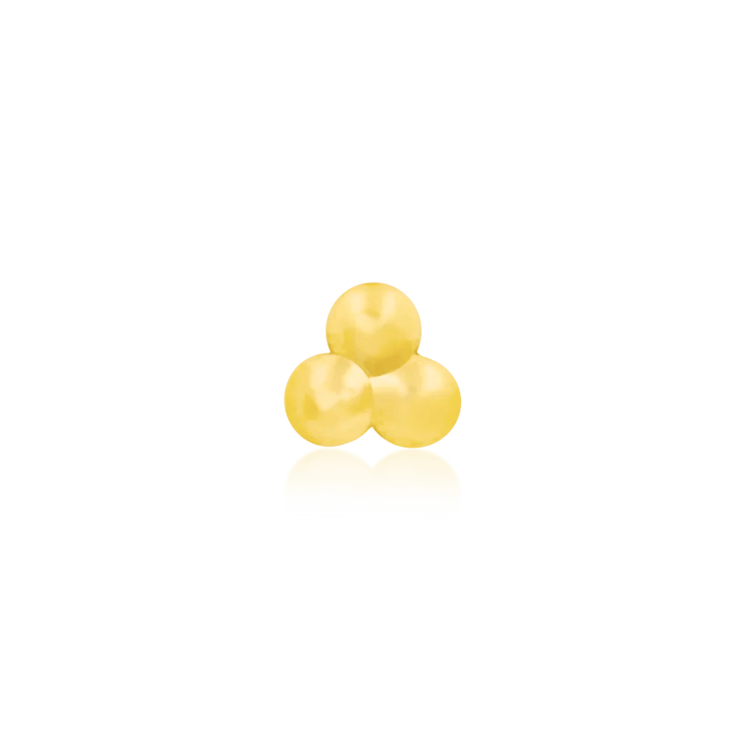 Gold Tri-Bead Threadless -14K Gold