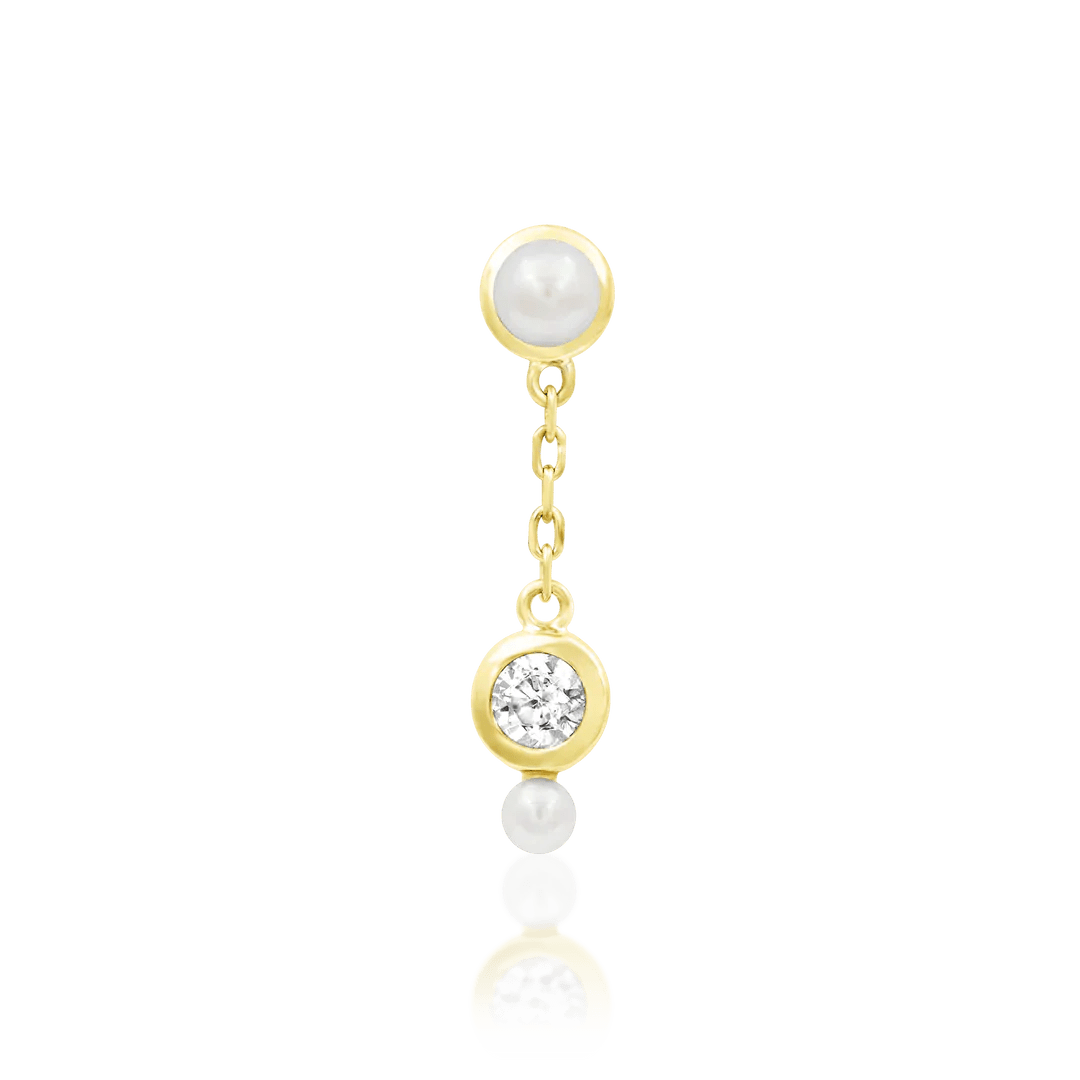 Lala Chains Freshwater Pearls & Cubic Zirconia – 14K Gold Threadless End