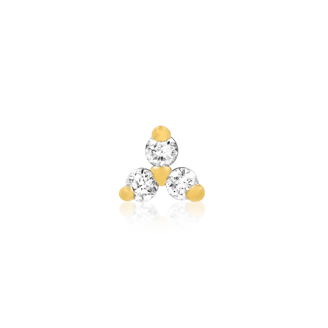 Trinity CZ – 14K Gold & CZ Threadless End