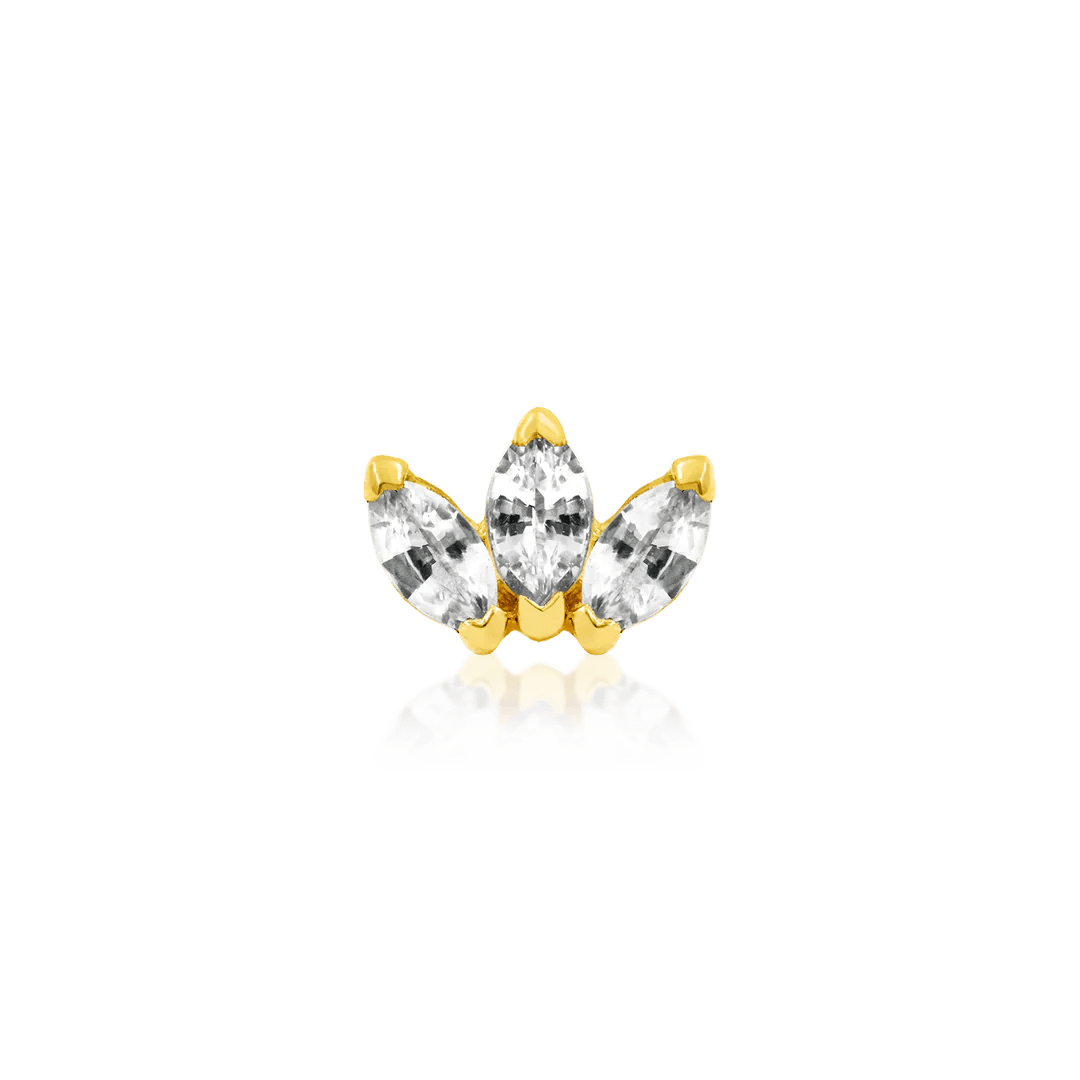 Triple Marquise Cz Threadless -14K Gold